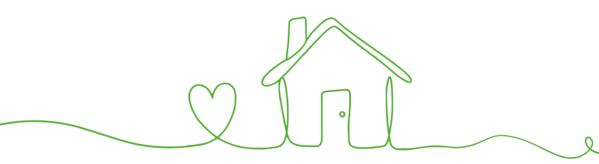 Wohnheld Lineart Haus Illustration eines Hauses und eines Herzes in grüner Linie